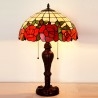 Lámpara de mesa con vitral Tiffany rosa roja de 40 cm