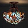 Lámpara de araña Tiffany con vitral de mariposa rural de 40 cm