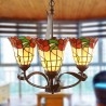 Lámpara de araña rural de 3 luces Lámpara de araña de vitral Tiffany