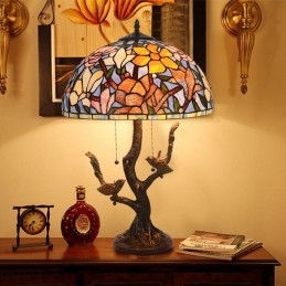 Lámpara de mesa de vidriera...