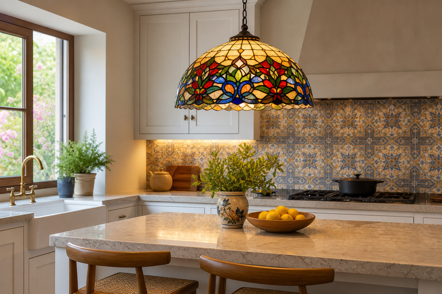 Lámpara colgante Tiffany para cocina: claves y trucos para hogares españoles