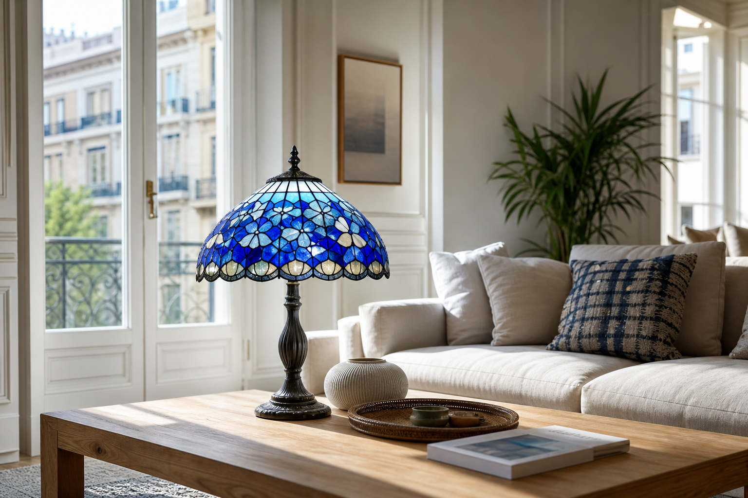 Lámpara Tiffany azul: inspiración y claves para mesas con carácter en casas españolas