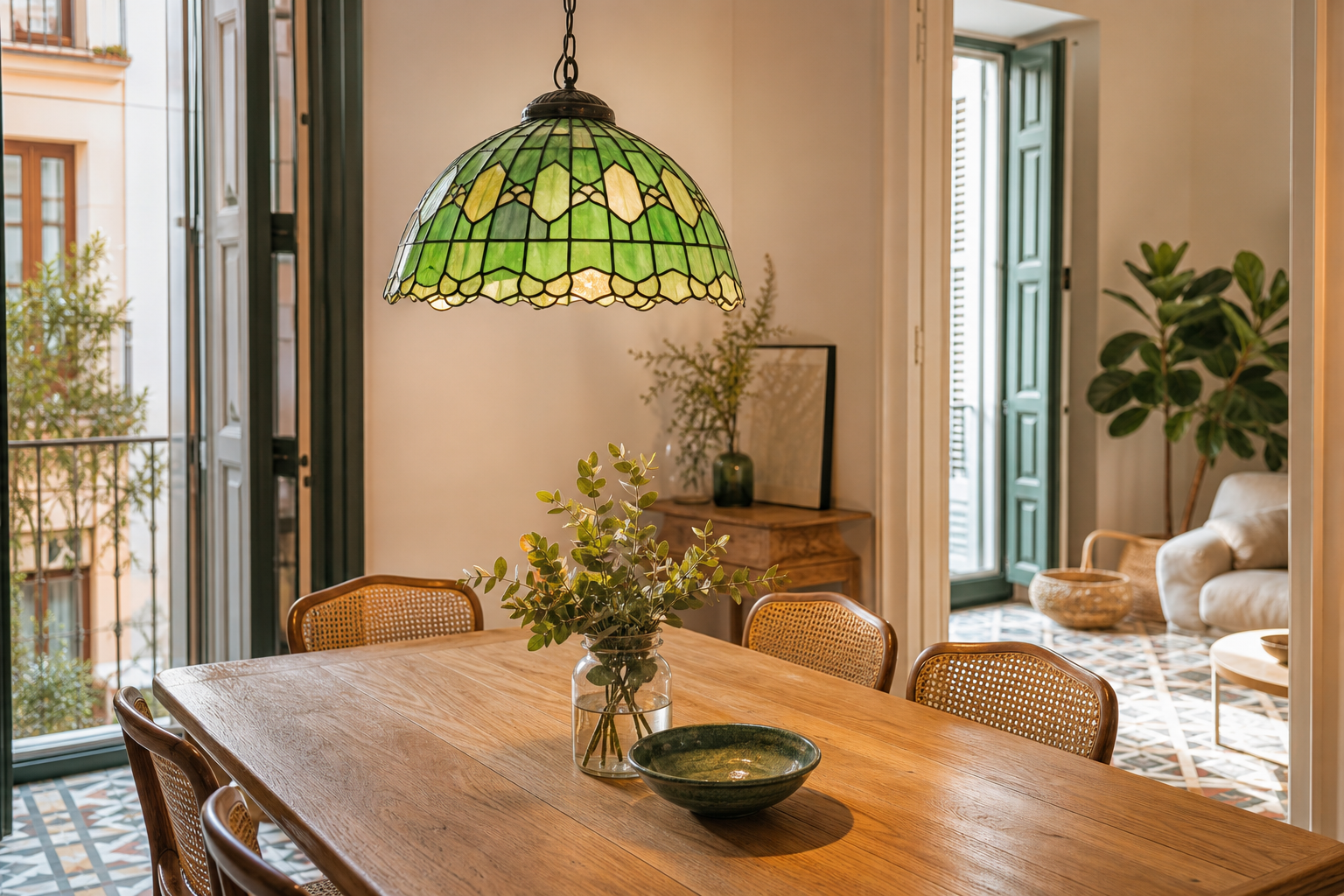 Lámpara Tiffany verde: ideas frescas para iluminar y personalizar tu mesa
